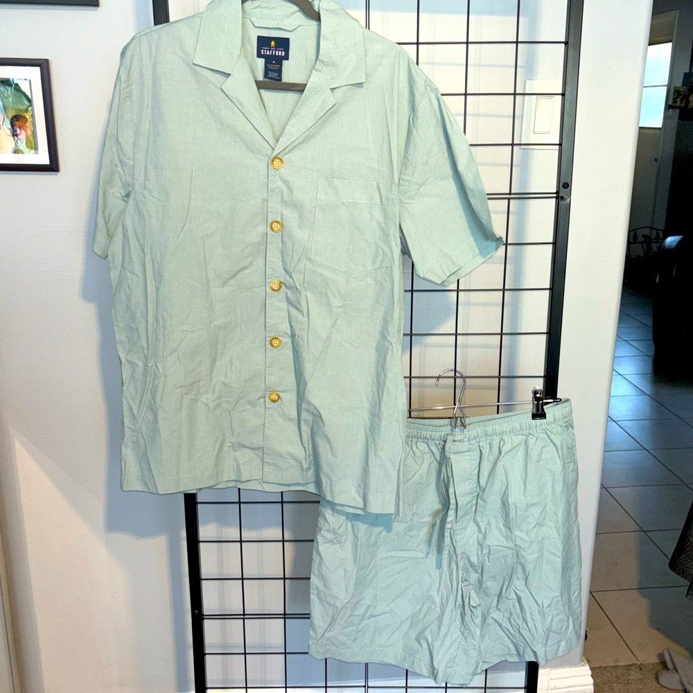 Men’s Stafford Mint Green Lightweight Sleepwear Set EUC